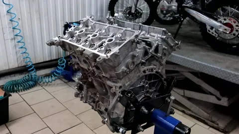 V6 car engine, panorama Stock Footage 150266699