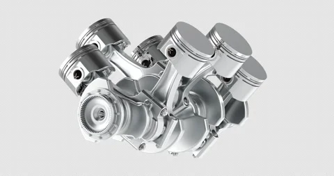 V6 engine piston and crankshaft rotation animation seamlessly loopable. 3D .. Stock Footage 323550552