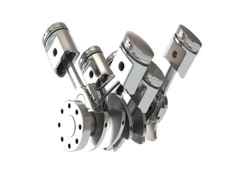 V6 engine pistons. 3D illustration Stock Footage 71904945