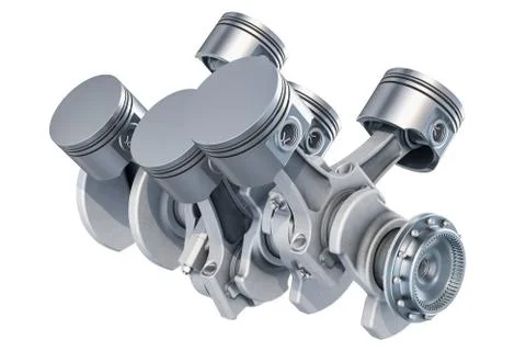 V6 engine pistons, 3D rendering イラスト素材