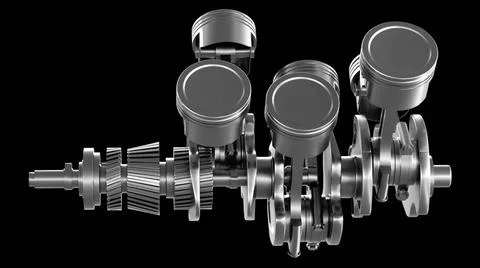  V6 Engine strokes main Shaft Visualization of Computer Aided Design CAD i... Stock Photos