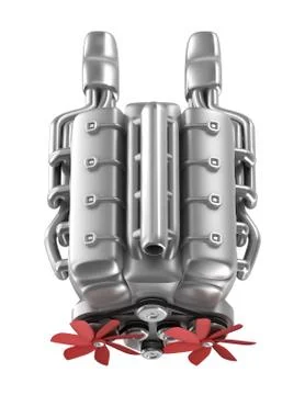V8 engine over white. My own design. Top view Stock Illustration