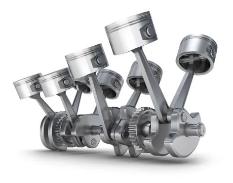 V8 engine pistons. 3D image. Illustrazione stock