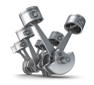 V8 engine pistons. 3D image. Stock Photos
