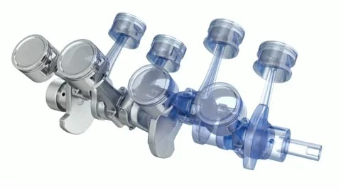 V8 engine pistons on a crankshaft Stock Footage 11491502