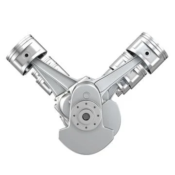 V8 engine pistons on a crankshaft, front view Stock Illustration