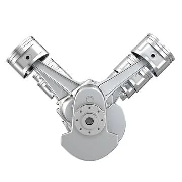 V8 engine pistons on a crankshaft, front view V8 engine pistons on a crank... Stock Photos
