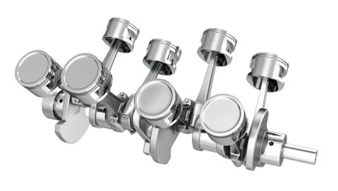 V8 engine pistons on a crankshaft Stock Illustration