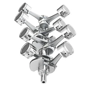 V8 engine pistons on a crankshaft Stock Illustration