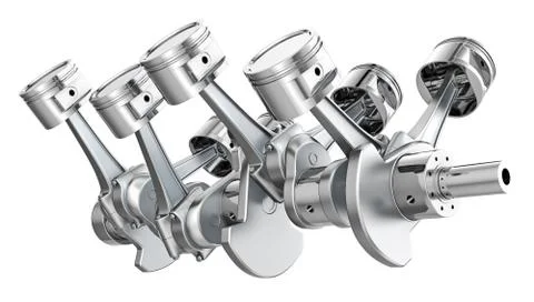 V8 engine pistons on a crankshaft Stock Illustration