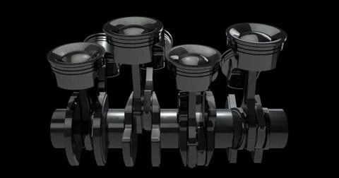 V8 Engine Pistons On A Crankshaft Stock Illustration