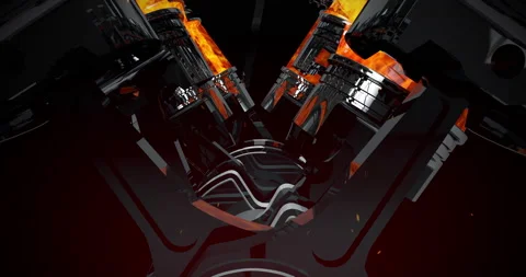 V8 Engine Pistons Moving Up And Down. Crankshaft With Explosions. Video stock 161502994