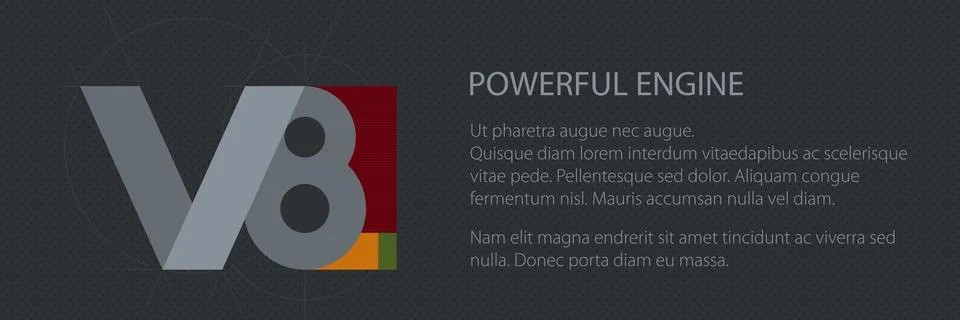 V8 powerfull engine banner Stock Illustration