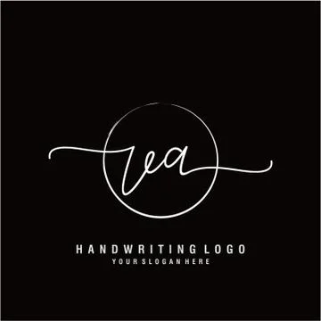VA Initial handwriting logo design Stock Illustration