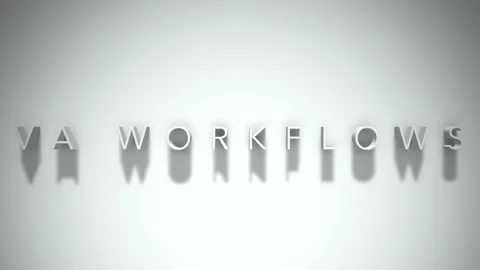 Va workflows 3D title animation white text on a white background Stock Footage 299374257