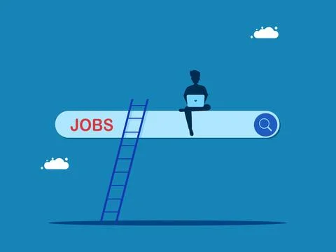 Vacancy concept. man searching for work on the search bar Stock-Illustration