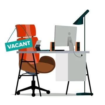 Vacancy Concept Vector. Office Chair. Vacancy Sign. Modern Workplace For Stock Illustration