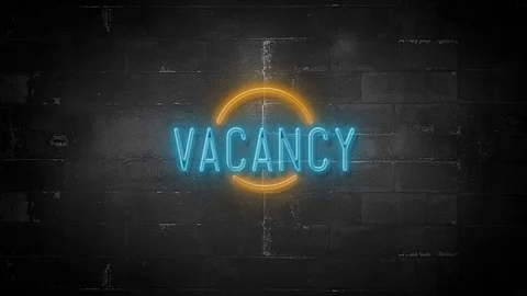 Vacancy Message on Flickering Neon Sign in 4K Resolution Stock Footage 119321825