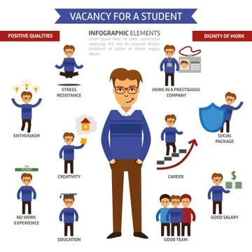 Vacancy for a student infographic elements, Headhunter, Search job. Looking for Stock Illustration