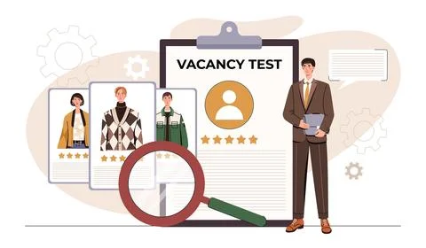 Vacancy test with candidate profiles. Vector illustration Illustrazione stock