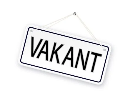 Vacant banner on copy space empty white background. Concept of career Stock Illustration