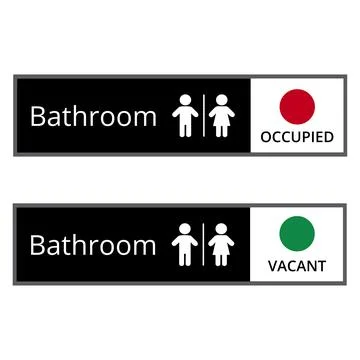 Vacant or occupied bathroom slider signs on white background Stock Illustration