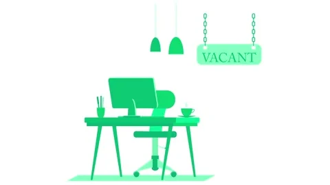 Vacant position. Empty office desk and vacant chair. Stock Footage 124828813