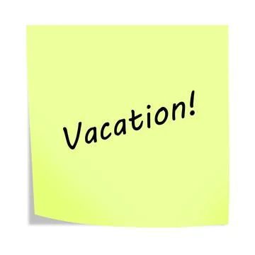 Vacation 3d illustration post note reminder on white with clipping path Stock Illustration