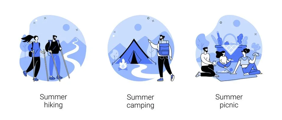 Vacation activities abstract concept vector illustrations. 스톡 일러스트