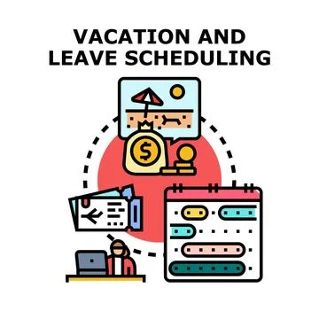 Vacation and leave scheduling planning and managing holidays Stock Illustration