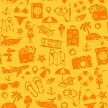 Vacation and Tourism Seamless Pattern Stock Illustration
