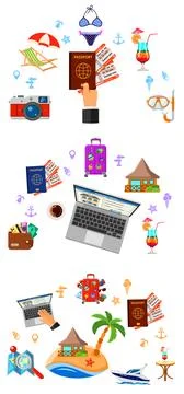 Vacation and Trip Banners Stock Illustration