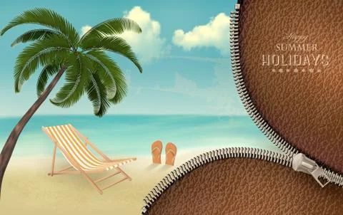 Vacation background with a zipper. vector Stock Illustration