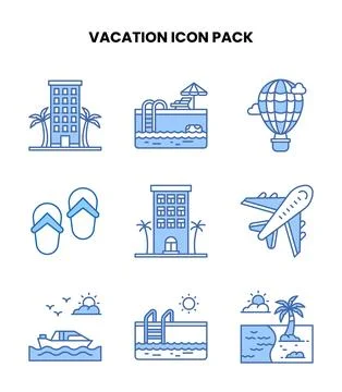 Vacation Blue Scalable Icons Pack Stock Illustration