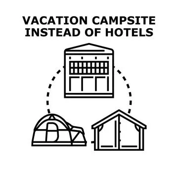 Vacation campsite instead of hotels concept Stock-Illustration