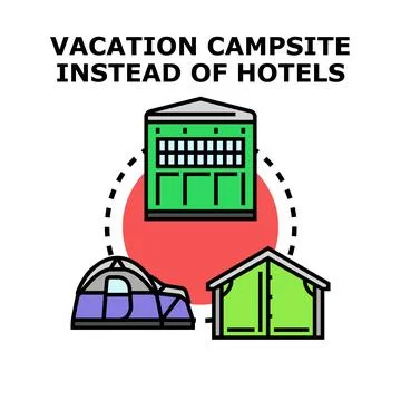 Vacation campsite instead of hotels concept Stock-Illustration