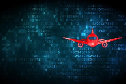 Vacation concept: Aircraft on digital background Stock Illustration