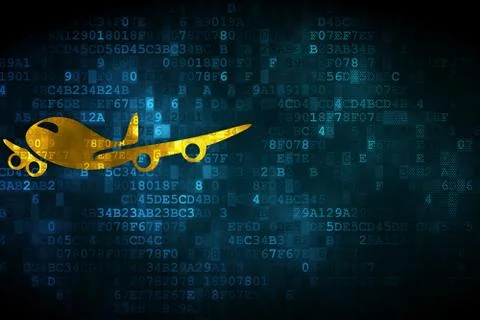 Vacation concept: Airplane on digital background Stock Illustration