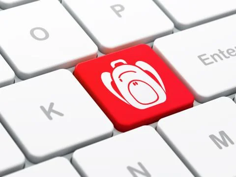 Vacation concept: Backpack on computer keyboard background Ilustração Stock