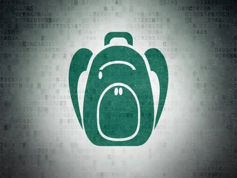 Vacation concept: Backpack on Digital Data Paper background 库存插图