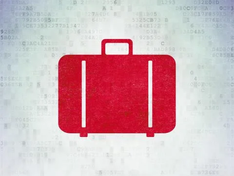 Vacation concept: Bag on Digital Data Paper background イラスト素材