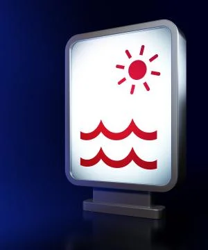 Vacation concept: Beach on billboard background Stock Illustration