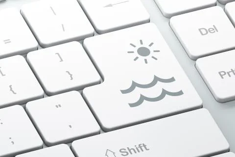 Vacation concept: Beach on computer keyboard background Stock Illustration