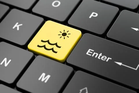 Vacation concept: Beach on computer keyboard background Stock Illustration