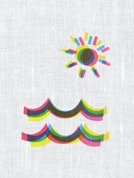 Vacation concept: Beach on fabric texture background 스톡 일러스트