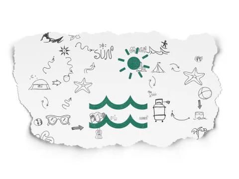 Vacation concept: Beach on Torn Paper background Illustrazione stock