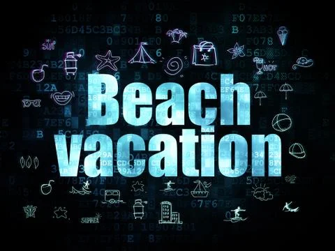 Vacation concept: Beach Vacation on Digital background 스톡 일러스트