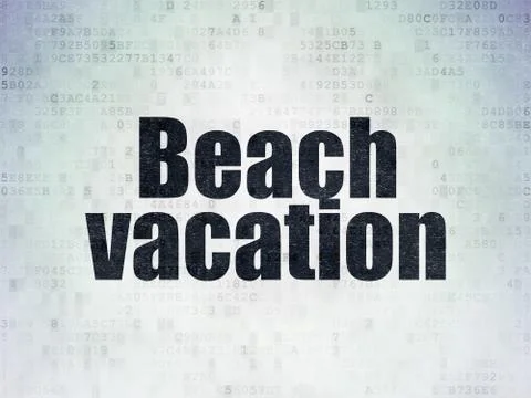 Vacation concept: Beach Vacation on Digital Data Paper background Illustrazione stock