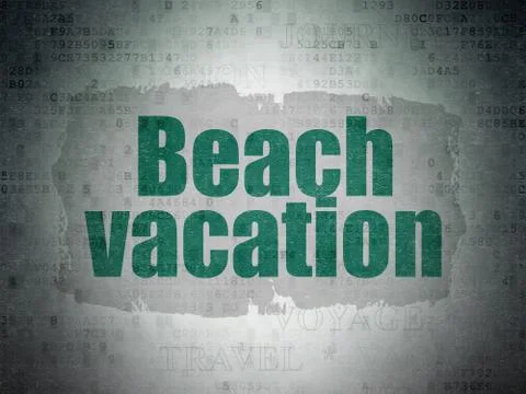 Vacation concept: Beach Vacation on Digital Data Paper background 스톡 일러스트