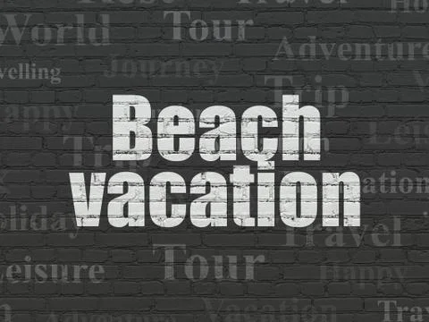 Vacation concept: Beach Vacation on wall background Stock Illustration